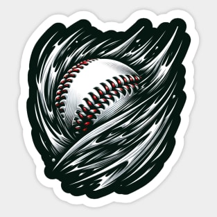 High-Speed Heater: Dynamic Baseball Swirl Tee Sticker